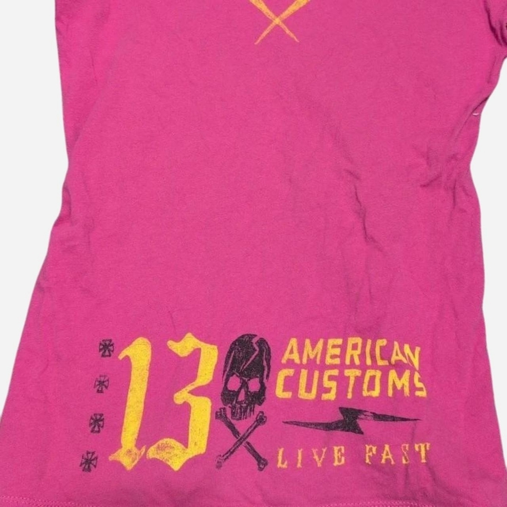 Affliction Pink & Black American Customs Graphic T-Shirt (Small) ‼️Price Firm‼️ - Picture 3 of 7